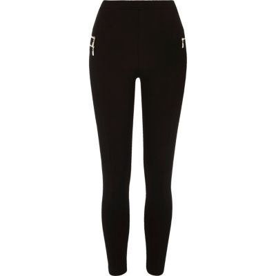 Black premium high waisted zip leggings